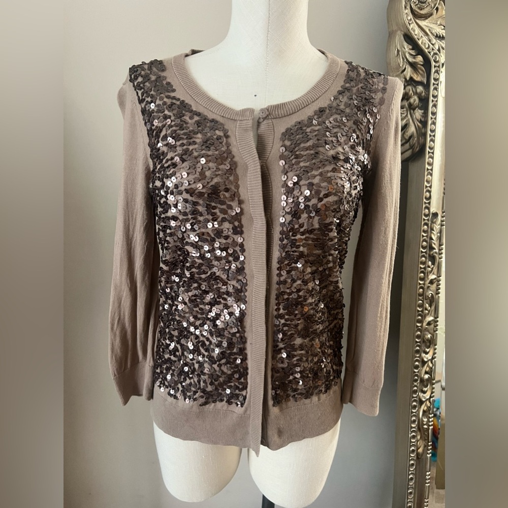Sequin cardigan with snap button closure